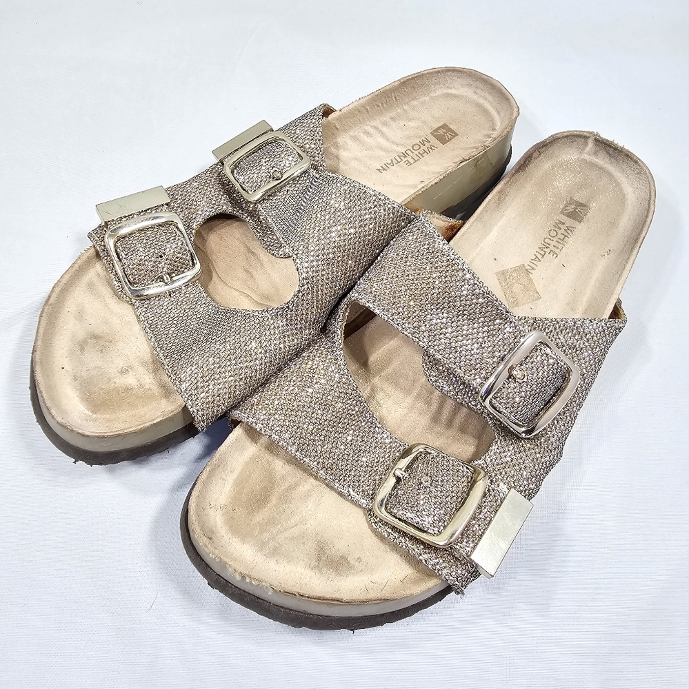 White Mountain Horizon Sandals For Women (Gold Metallic Shimmer) Size 8